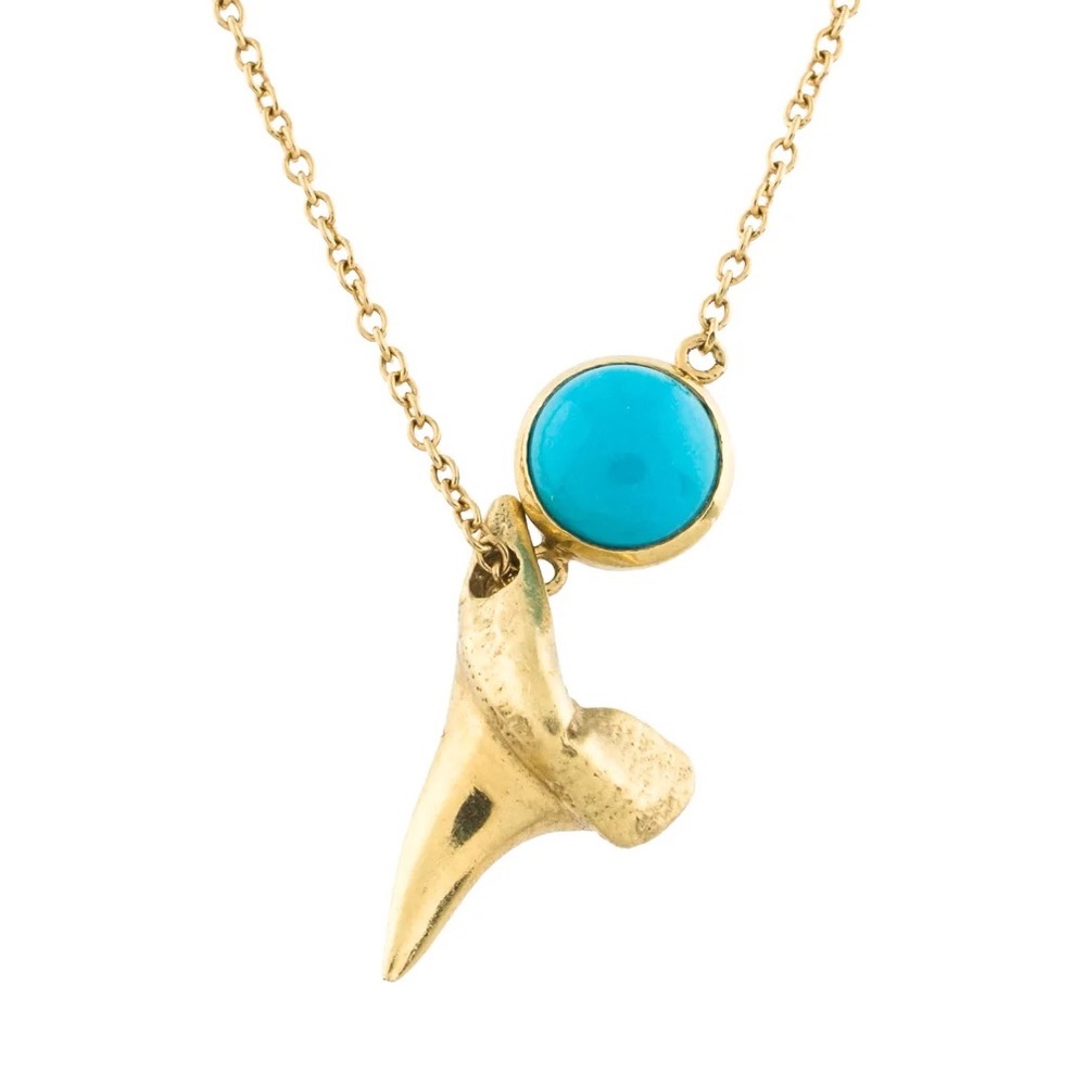 Finn 18K Turquoise Mako Shark Tooth Necklace